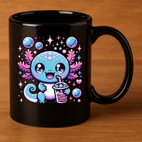 Cute Axolotl Bubble Boba Tea Anime   11oz C Handle Ceramic Mug