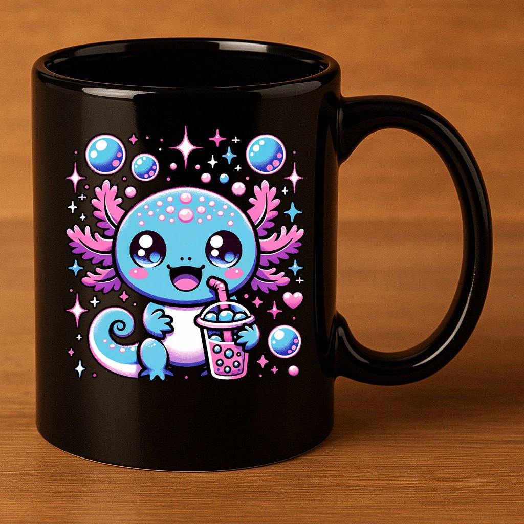 Cute Axolotl Bubble Boba Tea Anime   11oz C Handle Ceramic Mug
