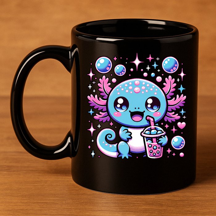 Cute Axolotl Bubble Boba Tea Anime   11oz C Handle Ceramic Mug