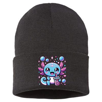 Cute Axolotl Bubble Boba Tea Anime   Sustainable Knit Beanie