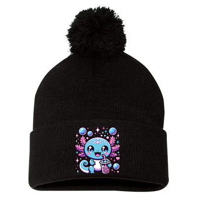 Cute Axolotl Bubble Boba Tea Anime   Pom Pom 12in Knit Beanie