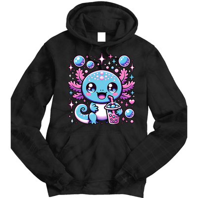 Cute Axolotl Bubble Boba Tea Anime   Tie Dye Hoodie