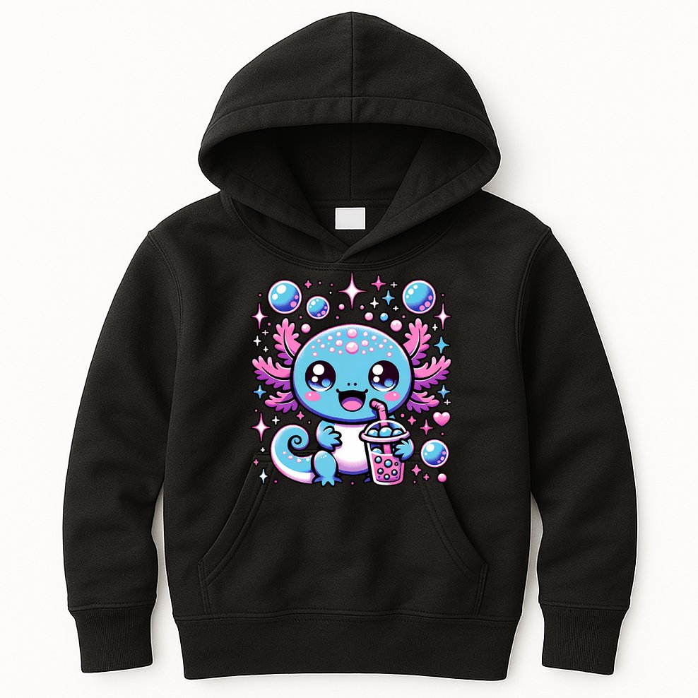 Cute Axolotl Bubble Boba Tea Anime   Kids Hoodie