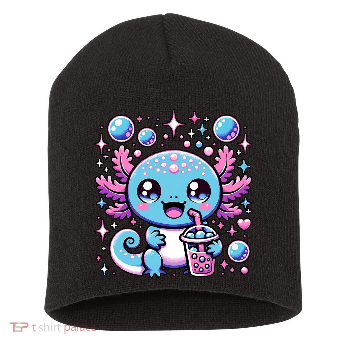 Cute Axolotl Bubble Boba Tea Anime   Short Acrylic Beanie
