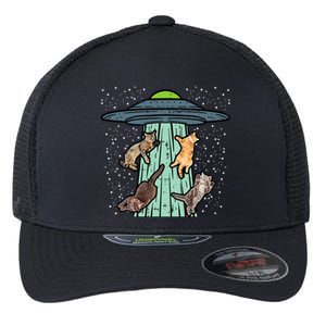 Cats Abducted By Ufo Funny Alien Space Lover Flexfit Unipanel Trucker Cap