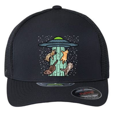 Cats Abducted By Ufo Funny Alien Space Lover Flexfit Unipanel Trucker Cap