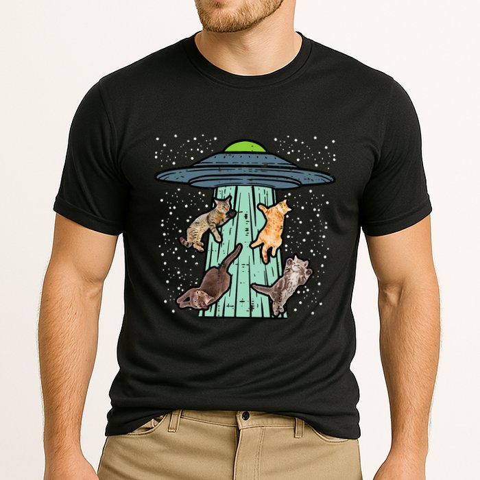 Cats Abducted By Ufo Funny Alien Space Lover Cooling Performance Crew T-Shirt