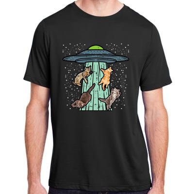 Cats Abducted By Ufo Funny Alien Space Lover Adult ChromaSoft Performance T-Shirt