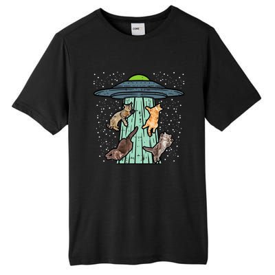 Cats Abducted By Ufo Funny Alien Space Lover Tall Fusion ChromaSoft Performance T-Shirt