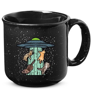 Cats Abducted By Ufo Funny Alien Space Lover 15oz Campfire Ceramic Mug
