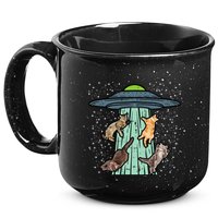 Cats Abducted By Ufo Funny Alien Space Lover 15oz Campfire Ceramic Mug