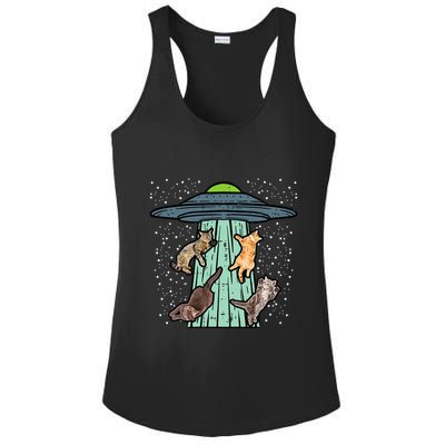 Cats Abducted By Ufo Funny Alien Space Lover Ladies PosiCharge Competitor Racerback Tank