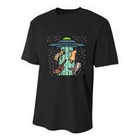 Cats Abducted By Ufo Funny Alien Space Lover Youth Performance Sprint T-Shirt