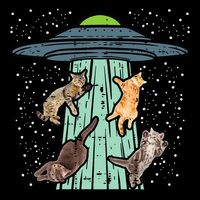 Cats Abducted By Ufo Funny Alien Space Lover Youth Performance Sprint T-Shirt