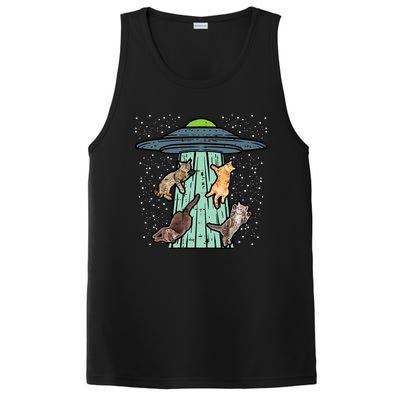 Cats Abducted By Ufo Funny Alien Space Lover PosiCharge Competitor Tank