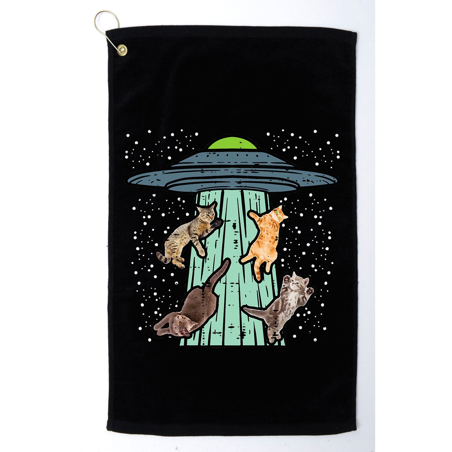 Cats Abducted By Ufo Funny Alien Space Lover Golf Towel