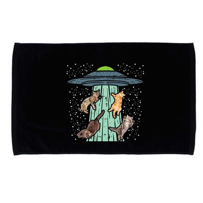 Cats Abducted By Ufo Funny Alien Space Lover Microfiber Hand Towel