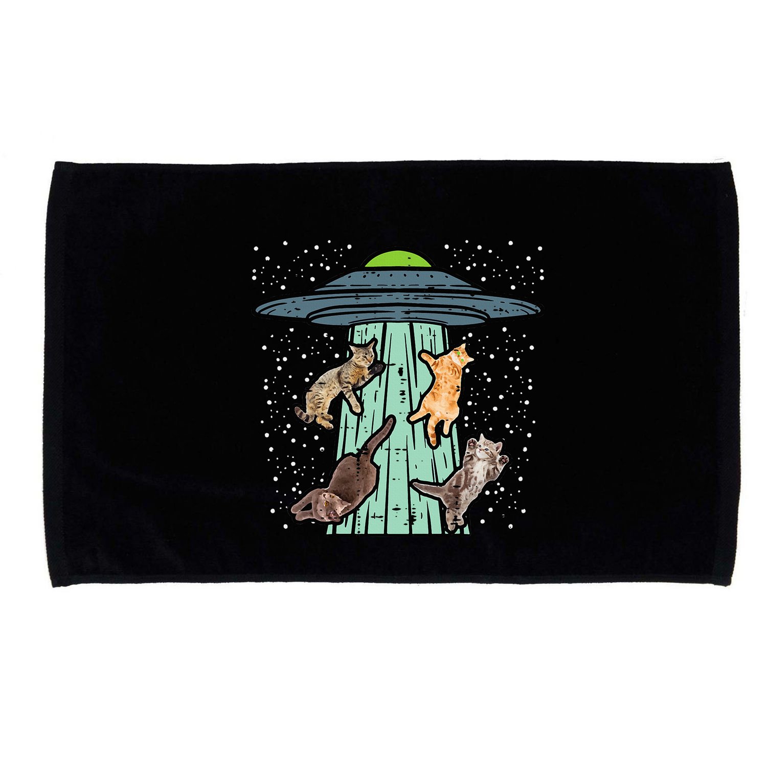 Cats Abducted By Ufo Funny Alien Space Lover Microfiber Hand Towel