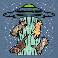 Cats Abducted By Ufo Funny Alien Space Lover Garment-Dyed Sweatshirt