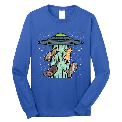 Cats Abducted By Ufo Funny Alien Space Lover Long Sleeve Shirt