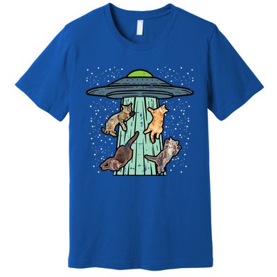 Cats Abducted By Ufo Funny Alien Space Lover Premium T-Shirt