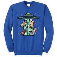 Cats Abducted By Ufo Funny Alien Space Lover Tall Sweatshirt