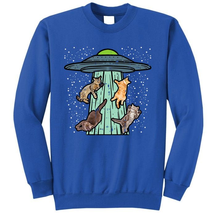 Cats Abducted By Ufo Funny Alien Space Lover Tall Sweatshirt