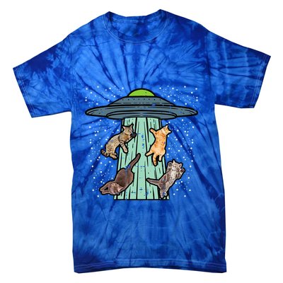 Cats Abducted By Ufo Funny Alien Space Lover Tie-Dye T-Shirt
