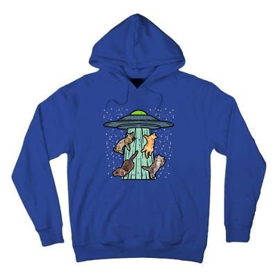 Cats Abducted By Ufo Funny Alien Space Lover Tall Hoodie