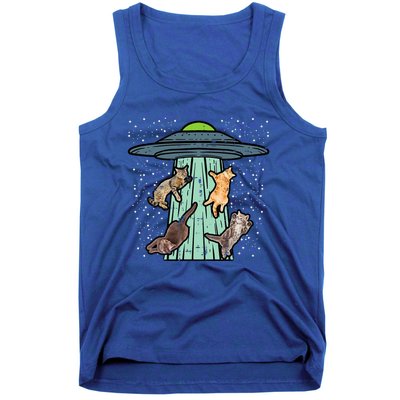 Cats Abducted By Ufo Funny Alien Space Lover Tank Top