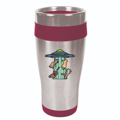 Cats Abducted By Ufo Funny Alien Space Lover 16oz Travel Tumbler