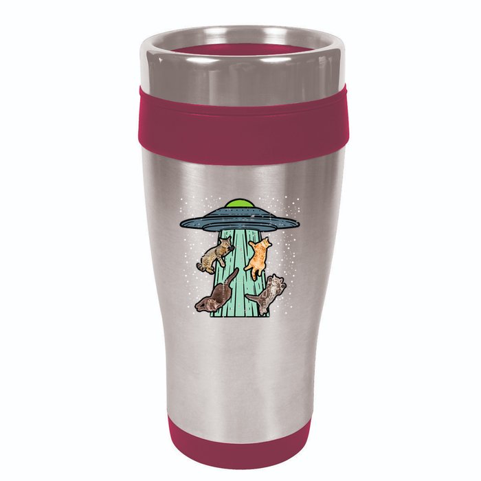 Cats Abducted By Ufo Funny Alien Space Lover 16oz Travel Tumbler