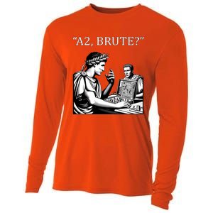 Caesar And Brutus Board Game Meme Funny History Gift Cooling Performance Long Sleeve Crew