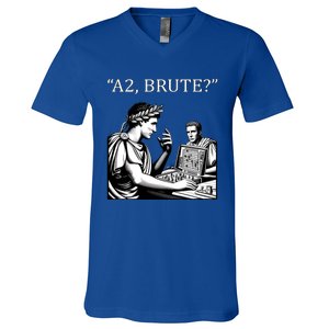 Caesar And Brutus Board Game Meme Funny History Gift V-Neck T-Shirt