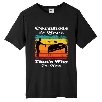 Cornhole And Beer ThatS Why IM Here Funny Cornhole Tall Fusion ChromaSoft Performance T-Shirt