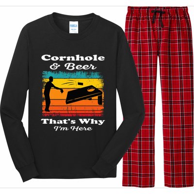 Cornhole And Beer ThatS Why IM Here Funny Cornhole Long Sleeve Pajama Set