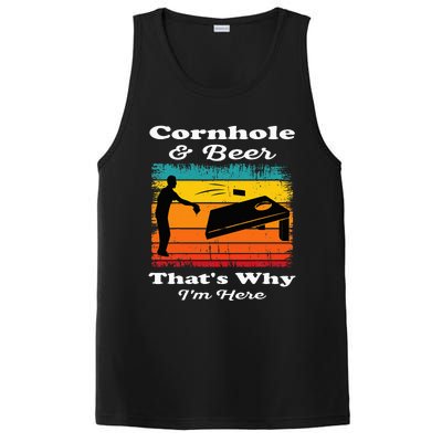 Cornhole And Beer ThatS Why IM Here Funny Cornhole PosiCharge Competitor Tank