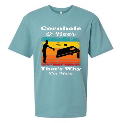 Cornhole And Beer ThatS Why IM Here Funny Cornhole Sueded Cloud Jersey T-Shirt