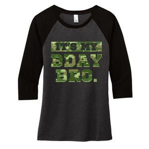 Camouflage Army Birthday Military Bday Camo Celebration Women's Tri-Blend 3/4-Sleeve Raglan Shirt