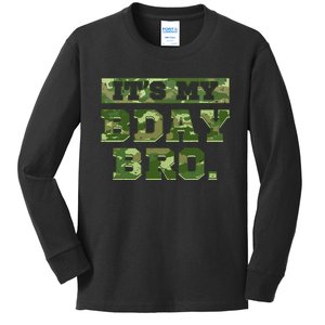 Camouflage Army Birthday Military Bday Camo Celebration Kids Long Sleeve Shirt