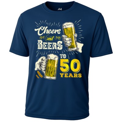Cheers And Beers To 50 Years Old Beer 50th Birthday Beer Performance Shirt
