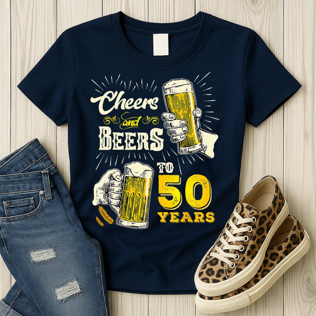 Cheers And Beers To 50 Years Old Beer 50th Birthday Beer Womens T-Shirt
