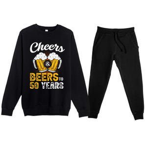 Cheers And Beers To 50 Years Happy Birthday Premium Crewneck Sweatsuit Set