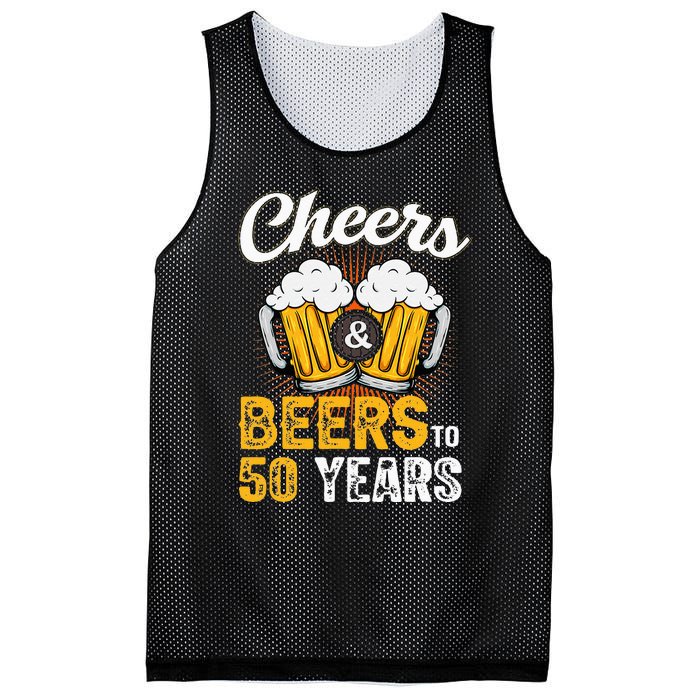 Cheers And Beers To 50 Years Happy Birthday Mesh Reversible Basketball Jersey Tank