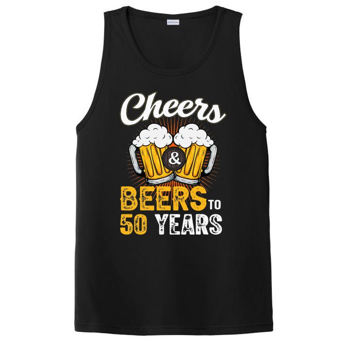 Cheers And Beers To 50 Years Happy Birthday PosiCharge Competitor Tank