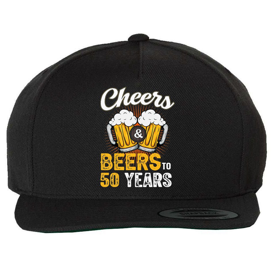 Cheers And Beers To 50 Years Happy Birthday Wool Snapback Cap