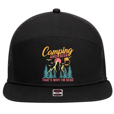 Camping And Beer T 7 Panel Mesh Trucker Snapback Hat