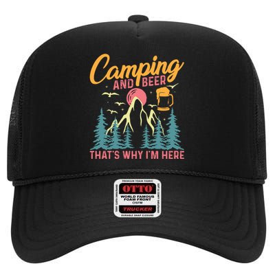 Camping And Beer T High Crown Mesh Back Trucker Hat