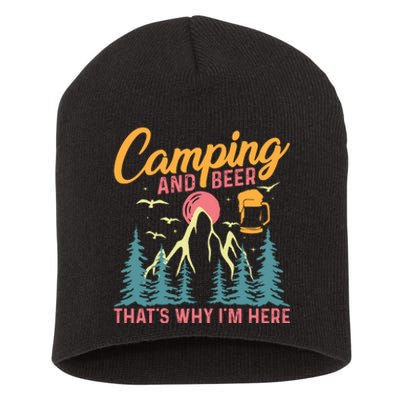 Camping And Beer T Short Acrylic Beanie