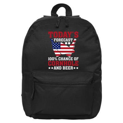 Cornhole And Beer Funny Todays Forecast 100 Chance Cornhole 16 in Basic Backpack